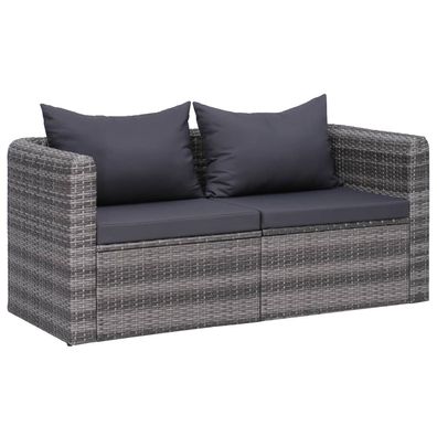 2er Set Gartenecksofa aus Polyrattan in Grau