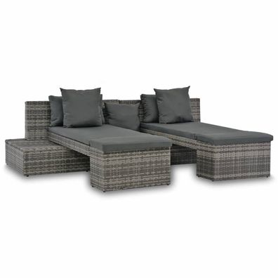 4-teiliges Garten-Sofagarnitur aus Polyrattan mit Kissen