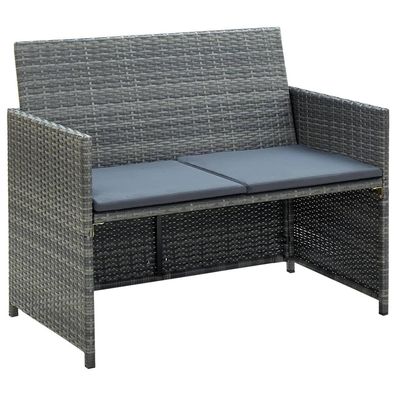 2-Sitzer-Gartensofa aus Polyrattan in Grau 100 x 85 x 56 cm