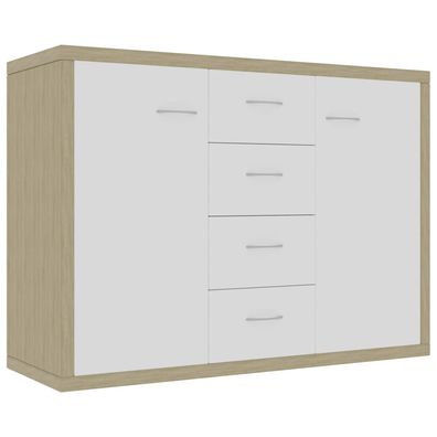 Sideboard aus Spanplatte 88 x 65 x 30 cm Weiß Sonoma-Eiche