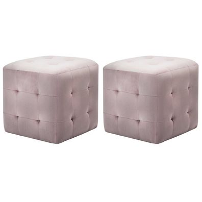 Hocker Sitzwürfel Rosa 2er-Set Holz mit Polsterung