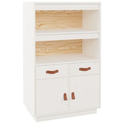 Highboard Weiß 67x40x108,5 cm Kiefer mit Schublade, Fächer und Türen