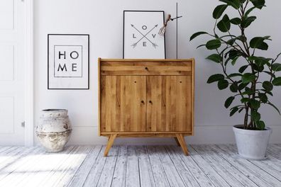 Kommode Jetro Wildeiche massiv 100x105x50 cm mit 1 Schublade und 2 Türen