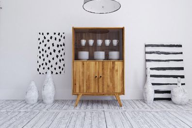 Vitrine Jetro Wildeiche massiv 100x154x50 cm 2 Türen 1 offenes Fach mit Glas