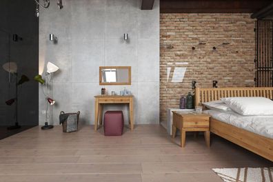 Schminktisch Sydo aus Kernbuche massiv 90x50x77 mit 2 Schubladen und Holzbeinen