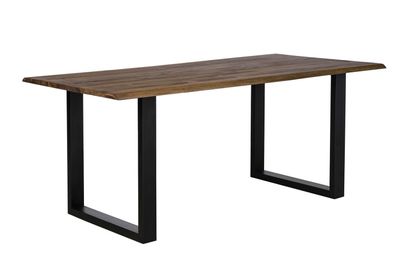 Esstisch Akazie Massivholz mit Baumkante und Metallbeinen 180 x 90 cm