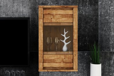 Wandschrank Tinci aus Wildeiche massiv 45x35x76 cm mit 1 Glastür