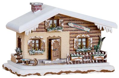 Hubrig Volkskunst 'Winterkinder Winterhaus - Skihütte 16cm'