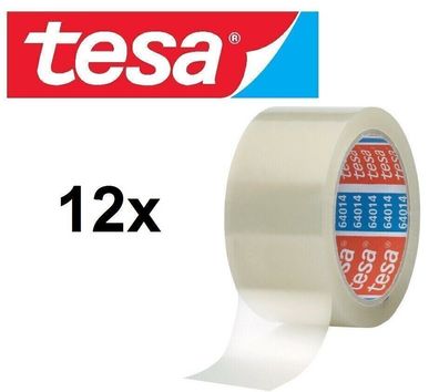 12x 64014 TESA Packband Rolle Transparent 50mm x 66m leise Tesaband