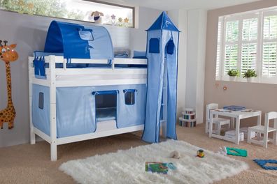 Etagenbett Benni Weiß Lackiert Buche Massiv 90x200 cm mit Rollrosten