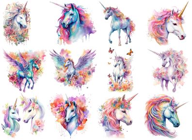 Bügelbild Bügelmotiv Einhorn Pegasus Pferd Unicorn Mädchen verschiedene Größen