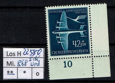 Los H22580: Deutsches Reich Mi. 868 * * Eckrand unten rechts