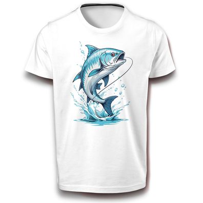 Tarpon Fisch Tarpune Megalops Knochenfisch Wasser Atlantik Angeln Baumwolle T-Shirt