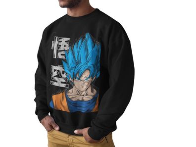 Nachhaltiger Herren Pullover Sweatshirt Dragon Ball God Son Goku Anime