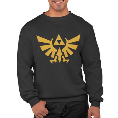 Bio Herren Pullover Nintendo Zelda Link Gold Zeichen Schild Symbole Triforce