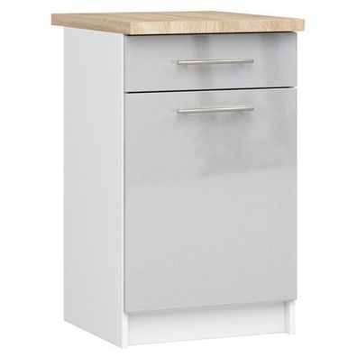 Küchenschrank AKORD OLIWIA modular S50 Weiß 50 cm Front Metallisch Glanz 50x85x46 cm
