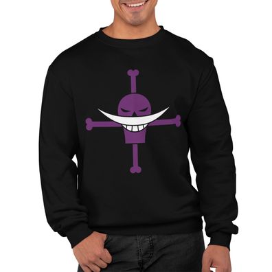 Bio Herren Pullover One Piece Monkey D. Luffy Ace Whitebeard Flagge Law