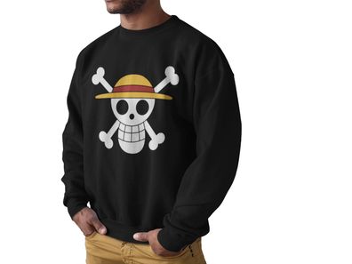 Bio Herren Pullover One Piece Monkey D. Luffy Piraten totenkopf Flagge Crew