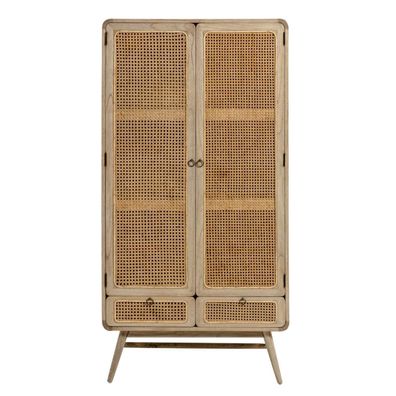 Schrank Nalu 90 x 40 x 175 cm Rattan Wohnzimmer Aufbewahrung Esszimmer Neu