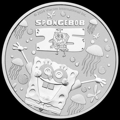 Silbermünze 1 Oz SpongeBob™ 25. Jubiläum 2024 Tuvalu 999 Silber ST