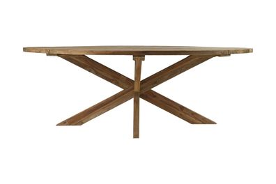 Tisch Gartentisch Oval mit Kreuzbein 240x110x76 cm Teakholz Natur