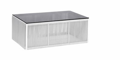 Couchtisch Kloe 90 x 60 x 35 cm Aluminium und Glas Weiß Beistelltisch Tisch