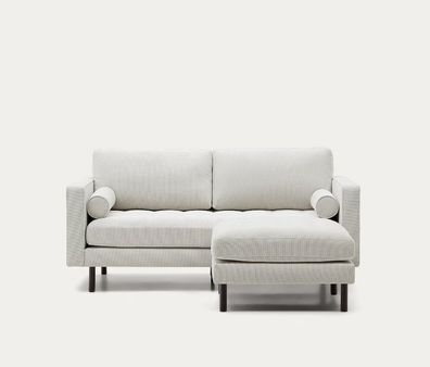 2-Sitzer-Sofa mit Fußablage Debra 182 x 85 x 178 cm perlfarbener Chenille Couch