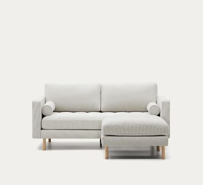 2-Sitzer-Sofa mit Fußablage Debra 182 x 85 x 178 cm perlfarbener Chenille Couch