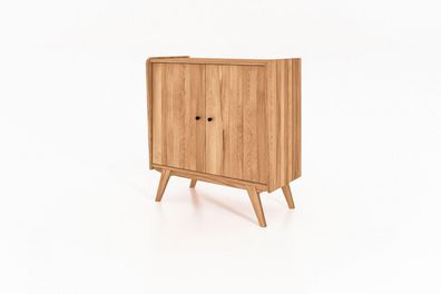 Kommode Jetro Kernbuche massiv 100x105x50 cm mit 2 Türen und Holzbeinen