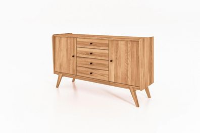 Kommode Jetro Kernbuche massiv 160x90x50 cm mit 4 Schubladen und 2 Türen
