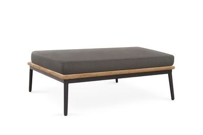 Loungehocker Freeporto 90x72 cm Bezug in Charcoal Teakholz Gestell Alu Anthrazit