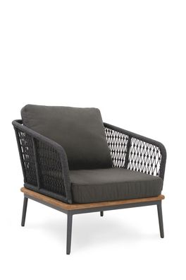 Loungesessel Freeporto 76x82 Kordel Charcoal Teakholz Gestell Alu Anthrazit