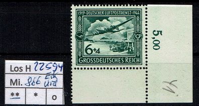 Los H22594: Deutsches Reich Mi. 866 * * Eckrand unten rechts