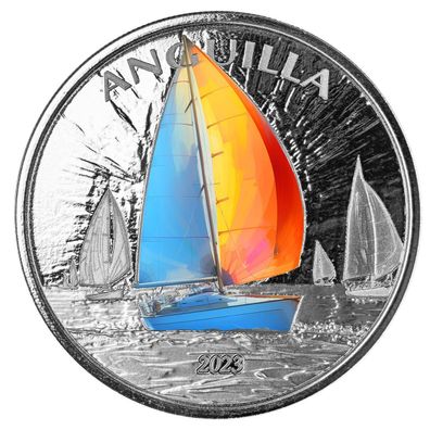 Silbermünze 1 Oz Anguilla 2 Dollar EC8 Segelregatta 6. Ausgabe 2023 Farbe Color