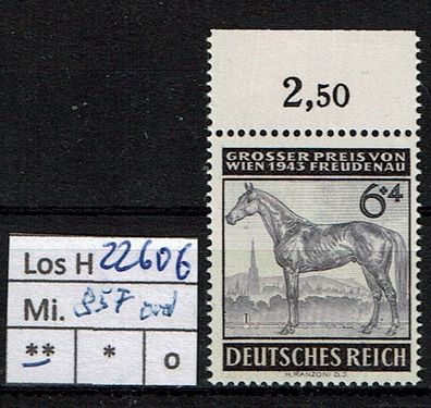 Los H22606: Deutsches Reich Mi. 857 * * Rand oben