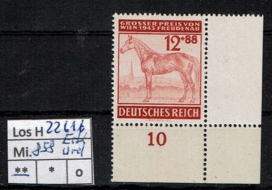 Los H22616: Deutsches Reich Mi. 858 * * Eckrand unten rechts