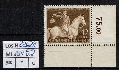 Los H22627: Deutsches Reich Mi. 854 * * Eckrand unten rechts