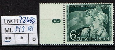 Los H22630: Deutsches Reich Mi. 843 * * Rand links