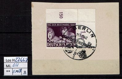 Los H22667: Deutsches Reich Mi. 811, gest. Ersttagsstempel