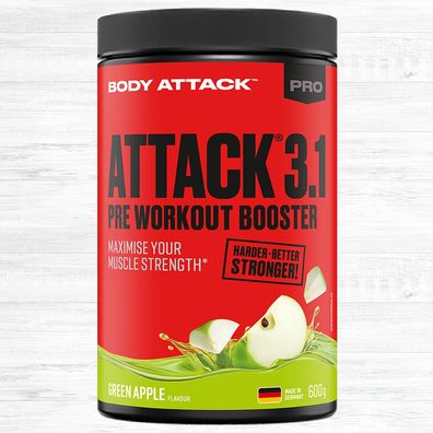 Body Attack Pre Attack 3.1 600g Dose - Pre-Workout Booster mit Creatin Koffein