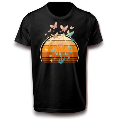 Löwenzahn Blume & Schmetterling Natur T-Shirt Baumwolle Blumen Raupen Erneuerung