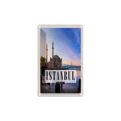 Blechschild 18x12 cm Istanbul Turkey Moschee Meer