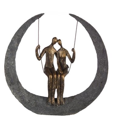 Poly/ Metall Skulptur "Swing" bronzefarben