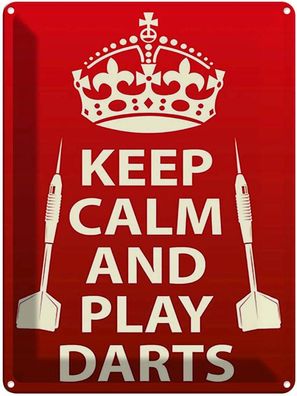 Blechschild 30x40 cm - Keep Calm And Play Darts