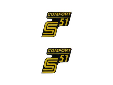 Schriftzug S51 Comfort Folie / Aufkleber schwarz-gelb 2 Stück für Simson S51