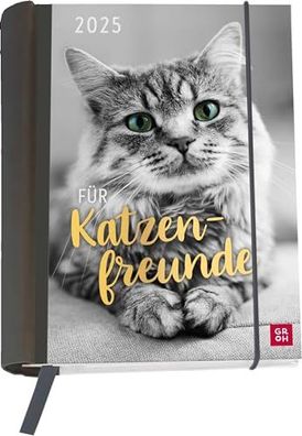 Buchkalender 2025: Für Katzenfreunde: Katzenkalender goldveredelt. Wochenplaner | Ter