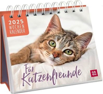 Mini-Wochenkalender 2025: Für Katzenfreunde: Katzenkalender zum Aufstellen. Tischkale