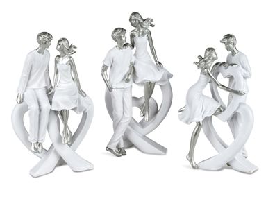 Dekofigur Paar mit Herz 25 cm - Geschenke für Hohzeit, Silberhochzeit