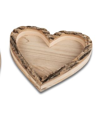 Formano dekoratives Dekoschale Schale Tablett Herz 20cm aus Holz naturbraun mit Holzr