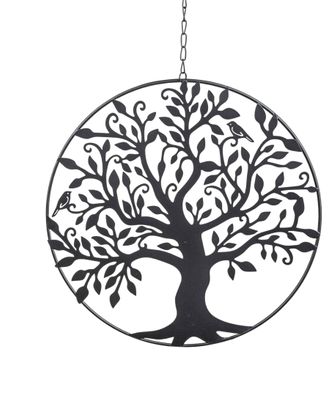 Dekohänger Baum schwarz | Metall Lebensbaum | Fensterdeko Hänger Hängedeko | 18 cm